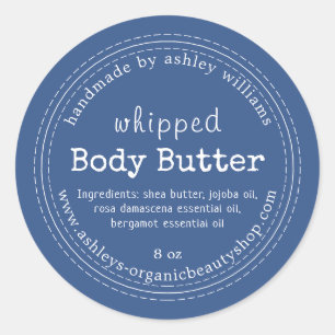 Handmade Body Butter Bio Business Classic Blue Runder Aufkleber