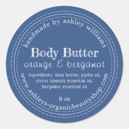 Handmade Body Butter Bio Business Classic Blue Runder Aufkleber