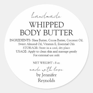 Handmade Body Butter Bio Business Classic Runder Aufkleber