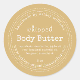 Handmade Body Butter Bio Business Gold Gelb Runder Aufkleber