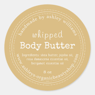 Handmade Body Butter Bio Business Gold Gelb Runder Aufkleber