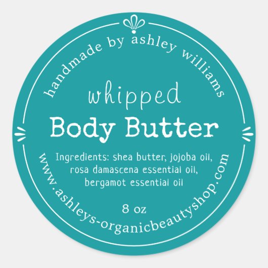 Handmade Body Butter Bio Business Green Runder Aufkleber (Vorderseite)