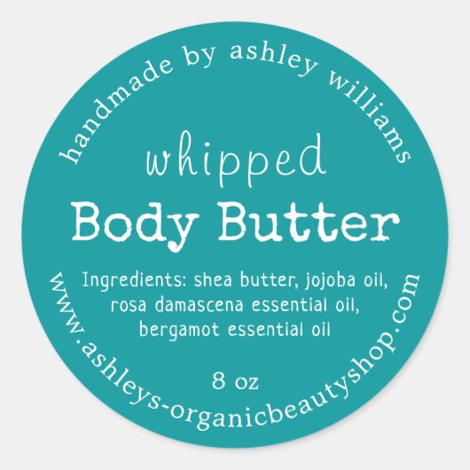 Handmade Body Butter Bio Business Green Runder Aufkleber (Vorderseite)