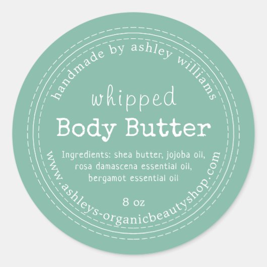Handmade Body Butter Bio Business Green Runder Aufkleber (Vorderseite)