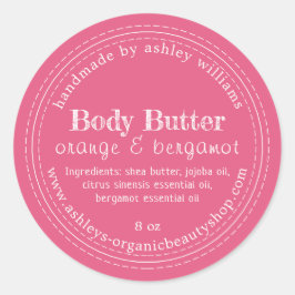 Handmade Body Butter Bio Business Hot Pink Runder Aufkleber