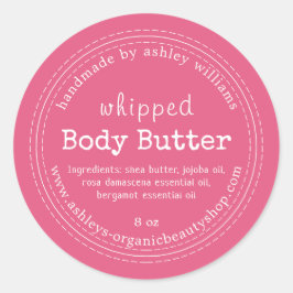 Handmade Body Butter Bio Business Hot Pink Runder Aufkleber