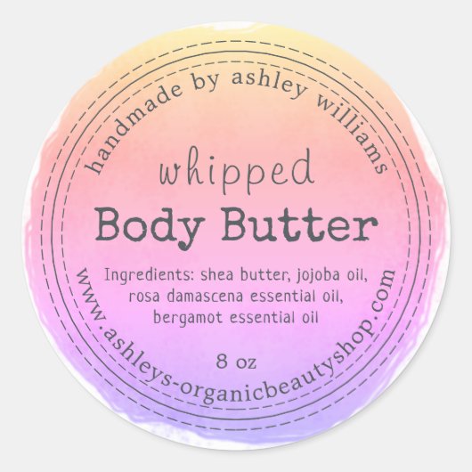 Handmade Body Butter Bio Business Ipanema Runder Aufkleber (Vorderseite)