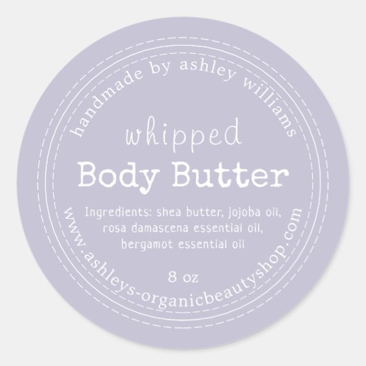Handmade Body Butter Bio Business Lavendel Runder Aufkleber (Vorderseite)