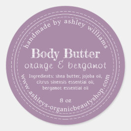 Handmade Body Butter Bio Business Lila Runder Aufkleber