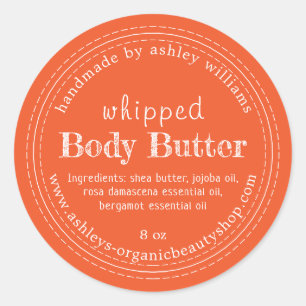 Handmade Body Butter Bio Business Orange Label Runder Aufkleber