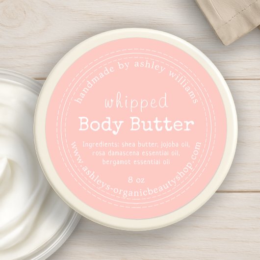 Handmade Body Butter Bio Business Pink Label Runder Aufkleber