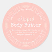 Handmade Body Butter Bio Business Pink Label Runder Aufkleber (Vorderseite)