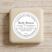 Handmade Body Butter Bio Business Schwarz-weiß Runder Aufkleber