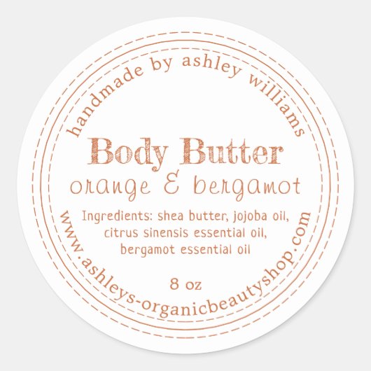Handmade Body Butter Bio Business Script Runder Aufkleber (Vorderseite)