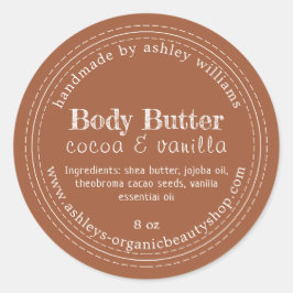 Handmade Body Butter Bio Business TerraCotta Runder Aufkleber