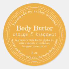Handmade Body Butter Bio Business Yellow Runder Aufkleber