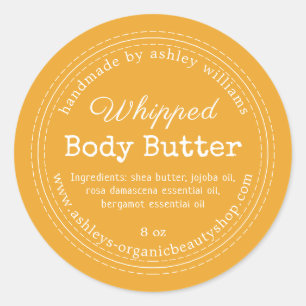 Handmade Body Butter Gelbe Bio Jack-Label Runder Aufkleber