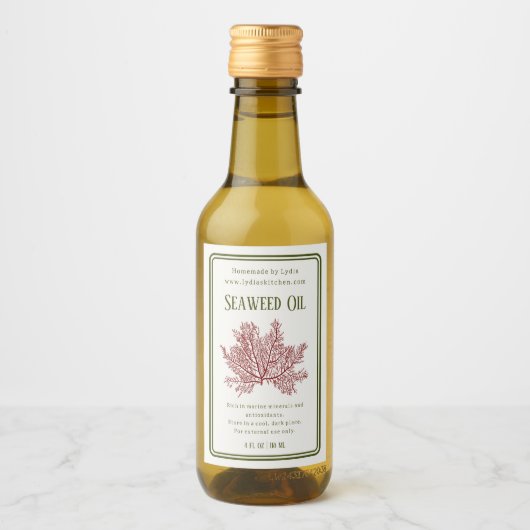 Handmade Botanical Seaweed Oil Label Weinetikett (Vorderseite)