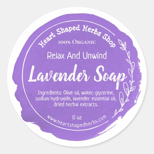 Handmade-Business für den Lavendel-Soap Runder Aufkleber (Vorderseite)