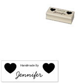 Handmade By Cursive Script Name Two Hearts Gummistempel (Stempel)