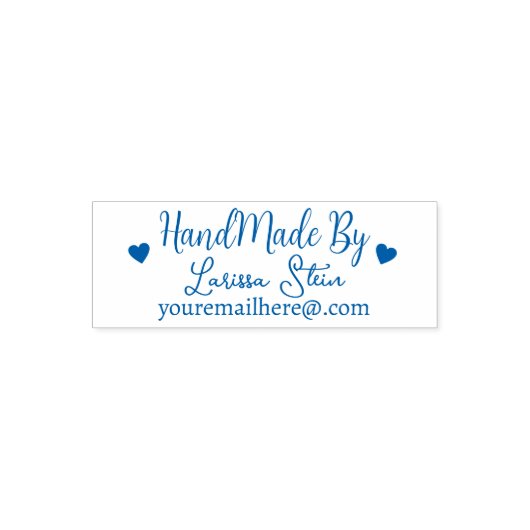 Handmade by (custom text) blue name feminine permastempel (Design)