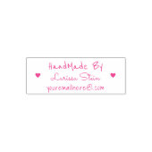 Handmade by (custom text) + name, rosa feminin permastempel (Design)