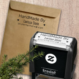 Handmade by (custom text) + name & small herzen permastempel