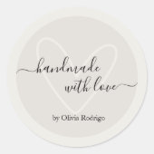Handmade by Liebe Packaging Runder Aufkleber (Vorderseite)