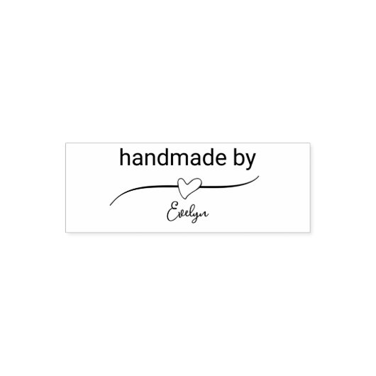 Handmade by Maker's Name in Cursive Script Heart Permastempel (Design)