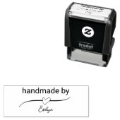 Handmade by Maker's Name in Cursive Script Heart Permastempel (Beispiel)