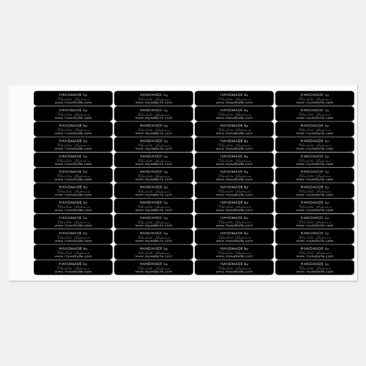 Handmade by name black script etiketten (Blatt)