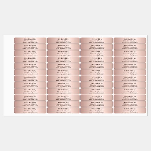 Handmade by name Rosen gold script Etiketten (Blatt)