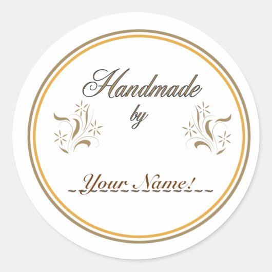 Handmade by... runder aufkleber (Vorderseite)