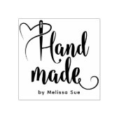 Handmade By Script | Heart Needle Calligraphy  Gummistempel (Prägung)