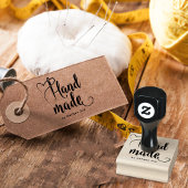 Handmade By Script | Heart Needle Calligraphy  Gummistempel