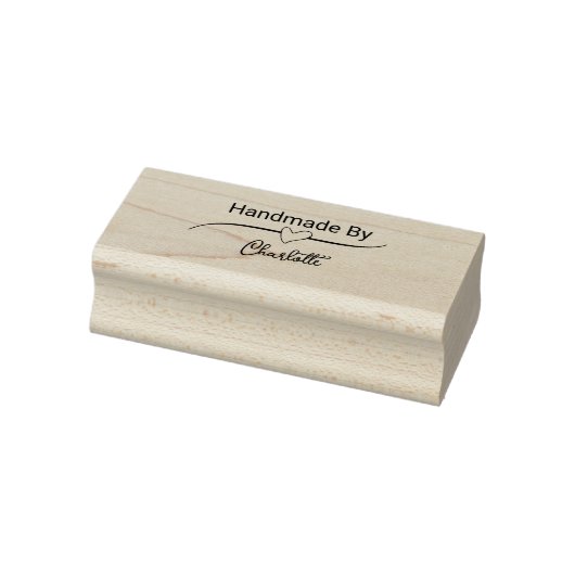 Handmade By Your Name Cursive Script with Heart Gummistempel (Stempel)