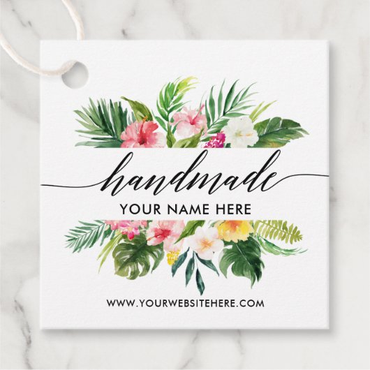 Handmade Calligraphy Script Tropical Floral Geschenkanhänger (Vorderseite)