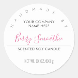 Handmade Candle Berry Pink Script-Etikett Runder Aufkleber