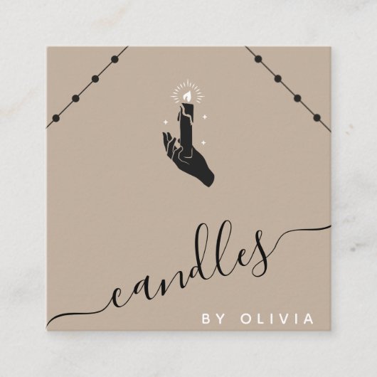 Handmade Candles Crafter Chic Boho Social Media Quadratische Visitenkarte (Vorderseite)