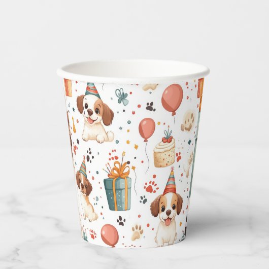 Handmade Cash Envelope - Hunde zum Geburtstag Pappbecher (Vorderseite)