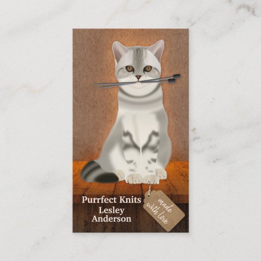 Handmade Cat Humour Strick Retail Business Card Visitenkarte (Vorderseite)