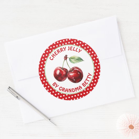 Handmade Cherry Jelly Personalisiert Runder Aufkleber (Umschlag)