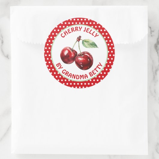 Handmade Cherry Jelly Personalisiert Runder Aufkleber (Tasche)
