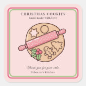 Handmade Christmas Cookies Small Business Custom Quadratischer Aufkleber (Vorderseite)
