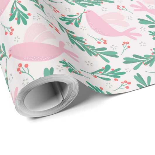 Handmade Christmas Dove of Peace Olive Branch Geschenkpapier (Rolleneckpunkt)