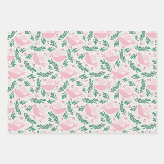 Handmade Christmas Dove of Peace Olive Branch Geschenkpapier Set (Vorderseite)
