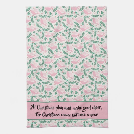 Handmade Christmas Dove of Peace Olive Branch Geschirrtuch (Vertikal)