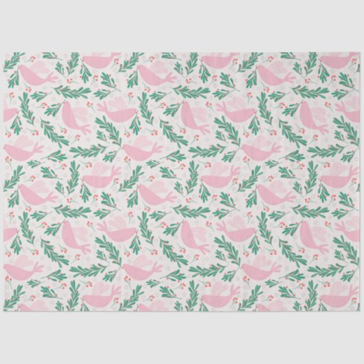 Handmade Christmas Dove of Peace Olive Branch Seidenpapier (Vorderseite)