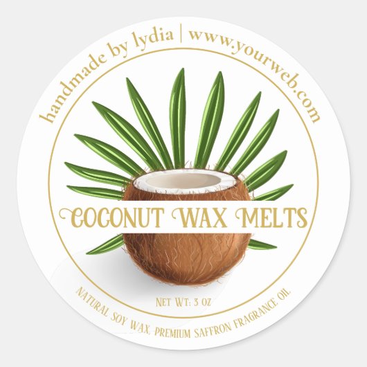 Handmade Coconut Melts Round Sticker (Vorderseite)