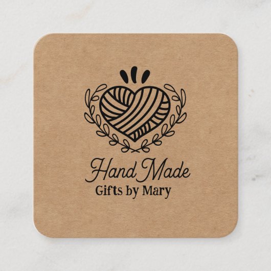 Handmade crafts brown paper rustic calling card quadratische visitenkarte (Vorderseite)